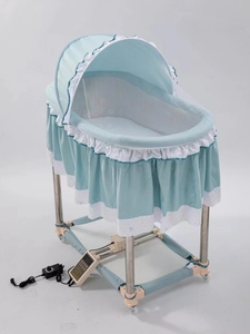 新寄托上下摇电动婴儿摇篮床多功能自动摇摇床宝宝床 带蚊帐滚轮
