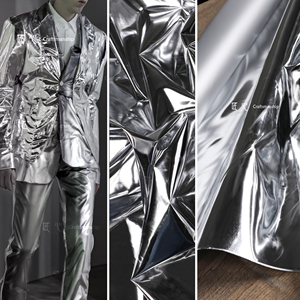 镜面冰银色tpu复合膜 创意PVC风衣雨衣大衣包包 服装设计师面料