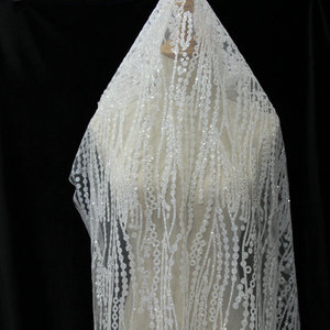 白色银色喷金网烫金烫钻亮片水波纹网纱布料婚纱礼服舞台表演网布