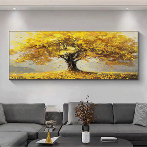发财树客厅装饰画手绘黄金满地油画沙发背景墙壁画高级好寓意挂画