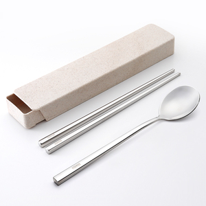 304不锈钢学生筷勺叉便携式餐具二件套防烫成人吃饭勺子