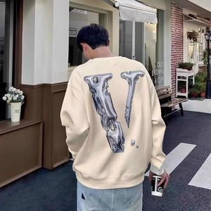 VLONE BWCJ卫衣大v圆领潮牌加绒薄款上衣宽松秋冬oversize外套男