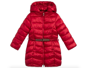 外贸原单女童大红色棉服超轻中长款棉袄冬季儿童大衣新年红圣诞