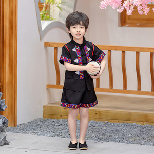 男童汉服套装中国风儿童民族风短袖男宝幼儿园儿童六一亲子演出服