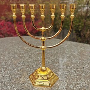 以色列金灯台居家摆件以色列家居摆台烛台桌摆桌饰合金工艺品17cm