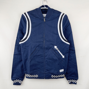 XS码Adidas阿迪达斯三叶草男子蓝色冬季运动外套侧边拉链休闲夹克