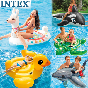 INTEX儿童成人水上充气动物坐骑玩具黄鸭火烈鸟网红加厚浮排浮床
