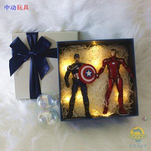 520情人节动漫礼品盒 圣诞节 钢铁人美国队长蜘蛛侠手办暖灯礼物