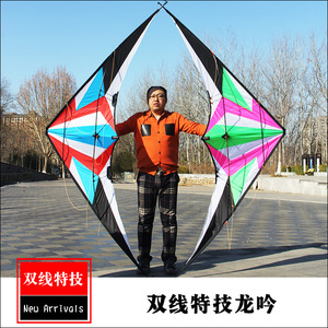 2024潍坊新款2.4米2.7米树脂杆碳杆双线运动特技龙吟风筝初学者