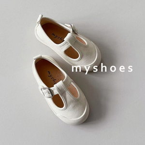 24韩国童鞋代购儿童布鞋mysocks春夏季新款男女童百搭T字型单鞋