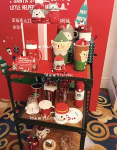 星巴克 2019圣诞杯 麋鹿哈士奇雪人 马克杯 情侣咖啡杯 带杯盖