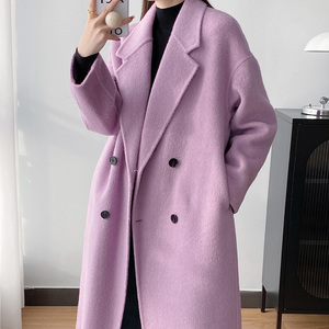 香芋紫色大衣外套女秋冬高级感超好看加厚双面羊绒羊毛呢子中长款