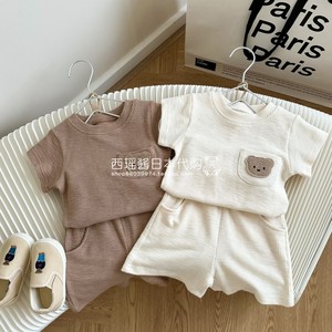 日本代购GP婴幼童纯棉短袖小熊卫衣夏运动套装宝宝休闲卡通两件套