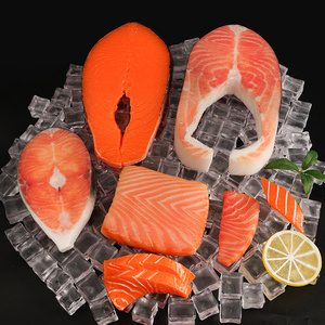仿真三文鱼块假海鲜模型料理装饰摆件道具玩具寿司生鱼片刺身鲑鱼