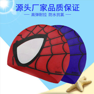 厂家直销儿童游泳帽蜘蛛侠硅胶帽红蓝色透气防水护发护耳弹性定制
