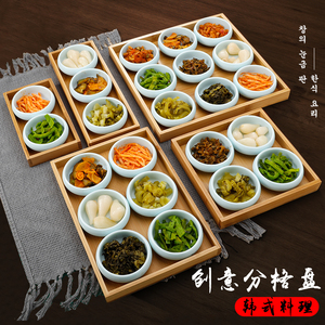 韩式泡菜小吃碟九宫格圆碟子创意商用密胺餐具小菜碟调味碟调料碟