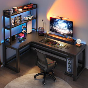 l型墙角桌子拐弯书桌书架一体桌卧室长1.8米双人电竞桌转角电脑桌