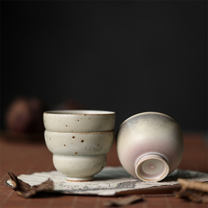 窑变素红哑光品杯景德镇纯手工陶瓷茶具复古冰裂纹葫芦杯主人杯小