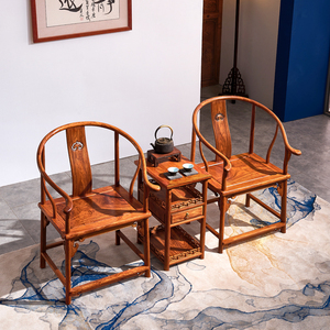 红木家具刺猬紫檀如意圈椅仿古中式花梨木会客椅太师椅休闲椅圆椅