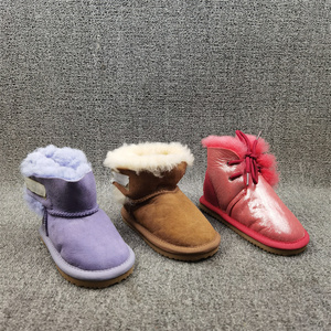 冬季新款皮毛一体童鞋平底学步儿童雪地靴男童女童经典保暖宝宝鞋