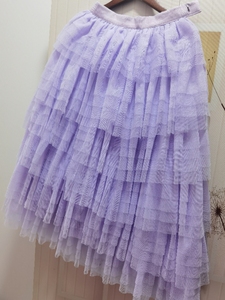顾客转让 现货 紫色半身裙层层叠加波浪纱裙