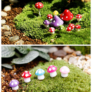 彩色小蘑菇摆件儿童玩具水族多肉花艺苔藓微景观装扮烘焙蛋糕饰品