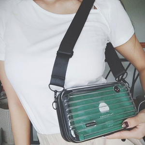 夏季新款透明行李箱小众mini包包斜挎包男女百搭迷你盒子包小方包