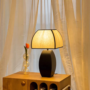 新中式铁艺布艺灯罩中古台灯现代简约客厅书房卧室风格中式床头灯