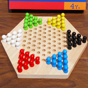 智力开发益智力木制质儿童早教具巧之木六角跳棋游戏桌面亲子玩具