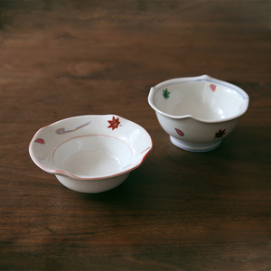 糯米瓷| 国器 日式小皿 高脚小碗 古典葵口设计 酱碗