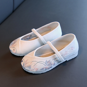 儿童汉服鞋子防滑古装鞋女童绣花鞋老北京传统手工布鞋舞蹈演出鞋