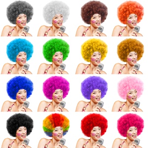 彩色假发爆炸头时尚女短发搞笑夸张小丑道具非洲卷发网红全头套式