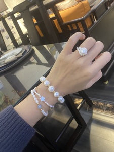 珍珠戒指手工编织韩国小众创意甜美天然淡水珍珠小指环随机色