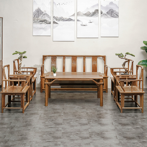 新款抽象图案红木中式实木椅三人座套321南宫椅全屋成套家具 组合