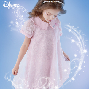迪士尼女童连衣裙儿童裙子夏装新款蕾丝裙女孩薄款公主网纱裙童装