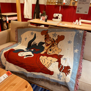 卡通小熊维尼外贸原单休闲毯毛毯出口美式乡村北欧挂毯装饰毯盖毯