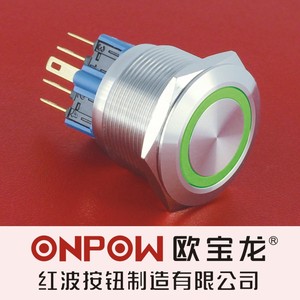 ONPOW中国红波按钮GQ22-11 金属环形带灯按钮 22mm