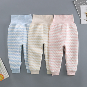 新生儿婴幼儿三层夹棉保暖裤子两用档男女宝宝高腰护肚