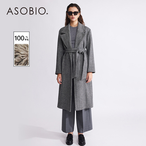 Asobio复古浴袍款全羊毛系腰带微廓长款大衣139