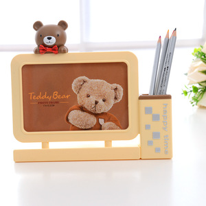 6寸创意小熊宝宝儿童卡通带笔筒相框 精品店像框