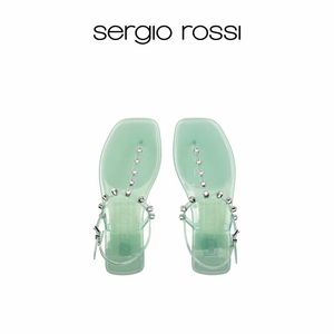 女鞋Jelly果冻胶囊系列Sergio Rossi/SR水晶钻饰夹趾凉鞋