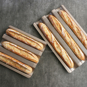 法棍法棒3连烤盘 法式长条面包烤盘网状模具面包架 大/小号