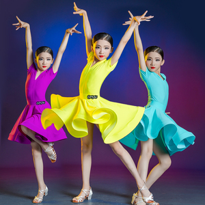 2022夏季新款拉丁舞服女儿童比赛服舞蹈服专业拉丁舞裙规定服分体