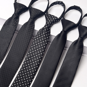 5cm拉链式领带男士商务韩版窄一拉得 方便免打结女衬衫黑色礼盒装