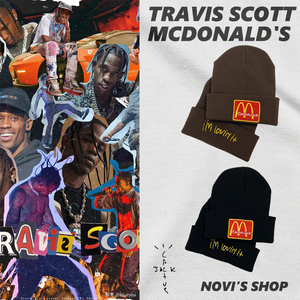 TravisScott麦当劳毛线帽冷帽冬帽针织帽潮牌联名hiphop情侣刺绣