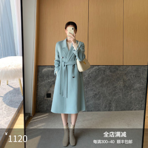 未央丨10%Cashmere_超细澳毛双面呢外套女秋冬高端羊绒大衣中长款