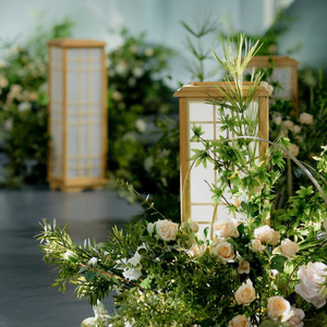 新款中式婚庆道具原木灯光方柱路引布置婚礼现场迎宾背景装饰摆件