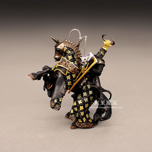 中世纪战士papo仿真人偶模型散货 黑牛骑士 铠甲战马摆件玩偶