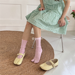 分趾袜中筒袜tabi高筒二趾袜纯色堆堆袜靴子袜韩国同款ins网红女