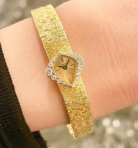 Piaget伯爵菱形18K金镶钻编织一条链古董表华丽优雅中古女手表